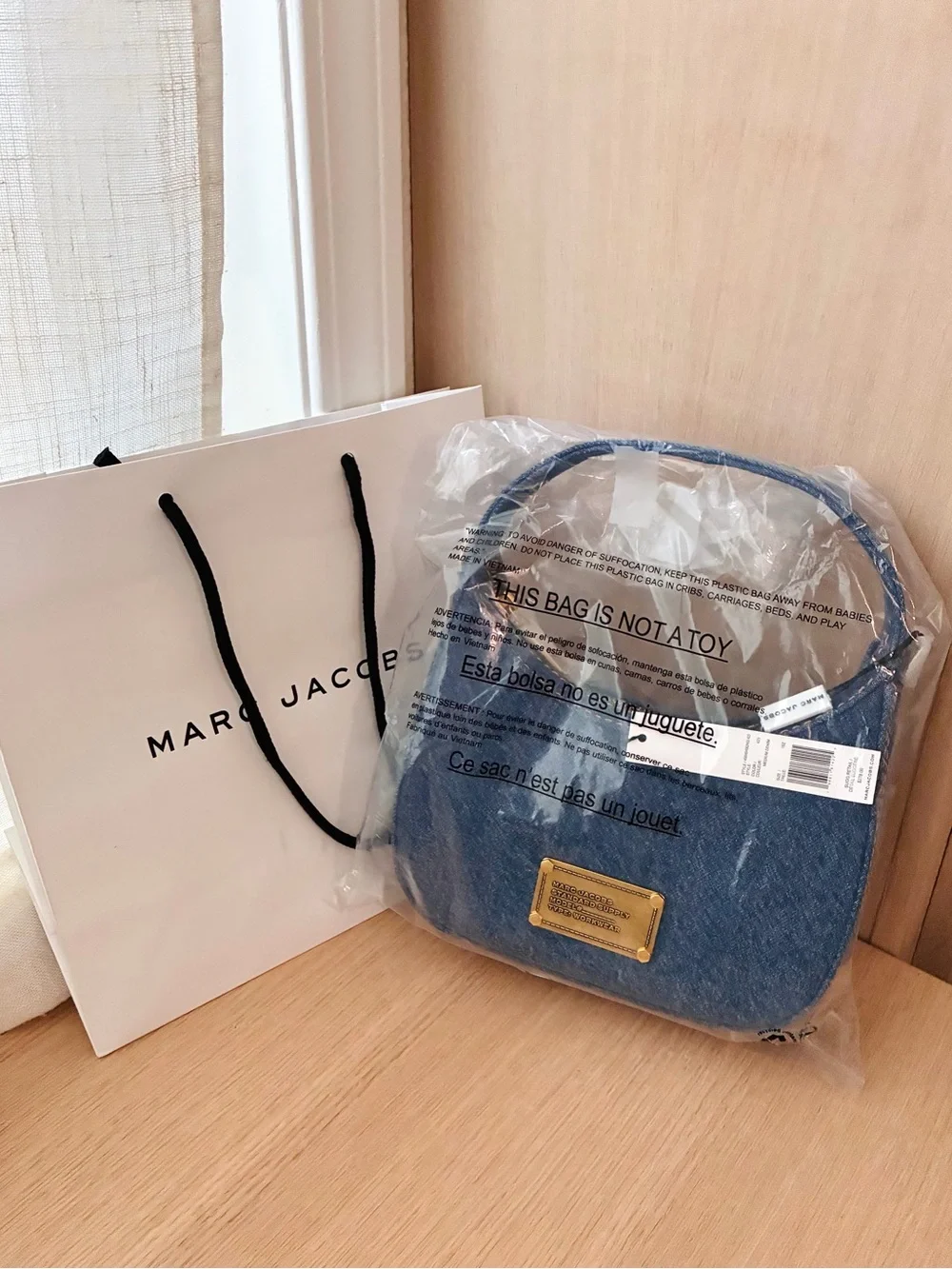 NWT✨Marc Jacobs Work Wear Denim Top Handle Crossbody Blue Chain Hobo Bag y2k